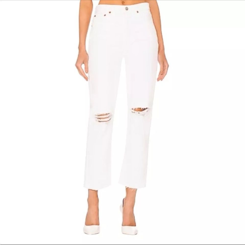 ReDone 70s Stovepipe‎ Jeans Womens Size 31 White Destroyed